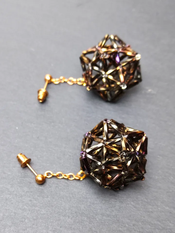 Earrings geometric beaded shiny light large voluminous sparkling light
