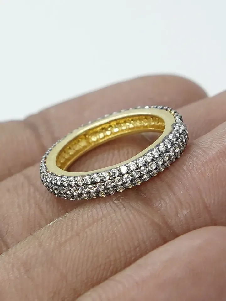 Full Eternity Ring, CZ/Black Spinel Ring, 925 Sterling Silver Ring, Pave Ring, Stacking Ring, Eternity Band Ring, Gift For Him/Her