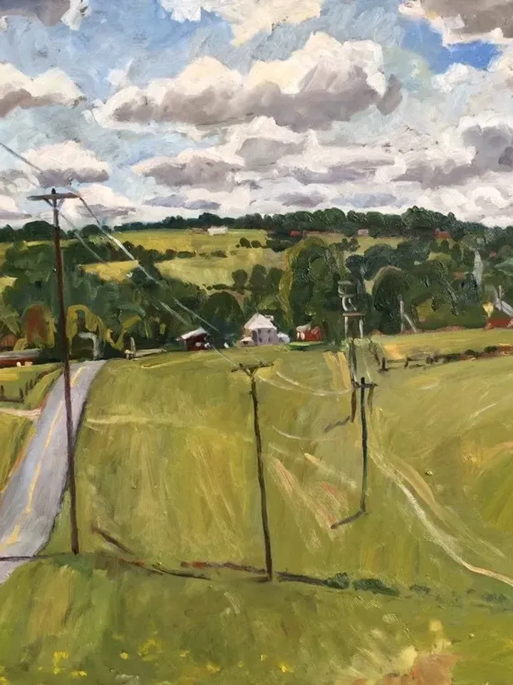 Large Original Berkshires Landscape Painting -Big View- 20x24 Oil on Panel, Plein Air Impressionist Landscape, Signed American Fine Art