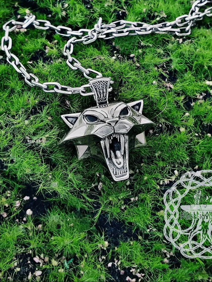 Witcher Medallion, Cat School Medallion, Cat Pendant, Sterling Silver Cat Pendant, Cat School Necklace