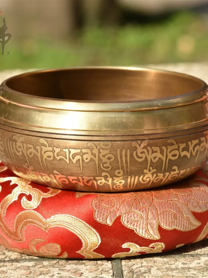 Gandhanra 4.2”- 6.5” Tibetan Singing Bowl,Engraved with Buddhism Mantra Cross Vajra for Sound Healing,Meditation,Chakra,Relaxation and Yoga