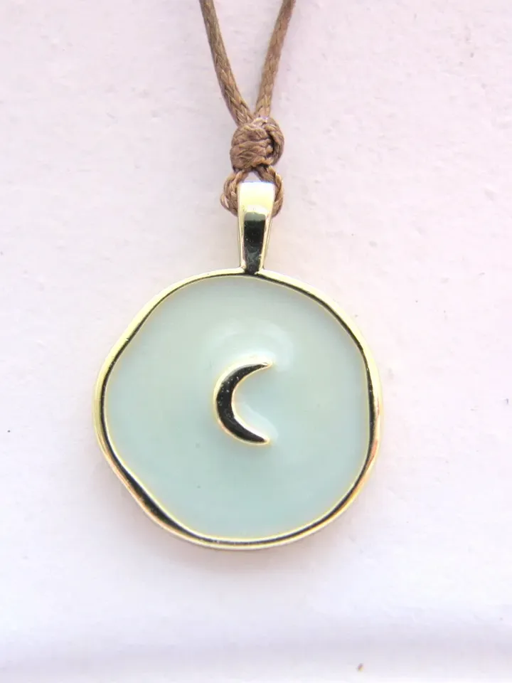 Necklace enamel heart gold, crescent gold chain, friendship chain, boho necklace pendant, gift women, hippie necklace, christmas