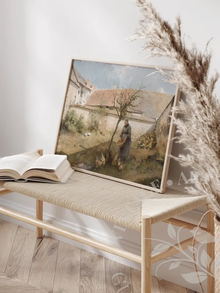 Country Landscape Painting Vintage Print, Farmhouse Cottage Decor, PRINTABLE Wall Art, Digital Download | 198