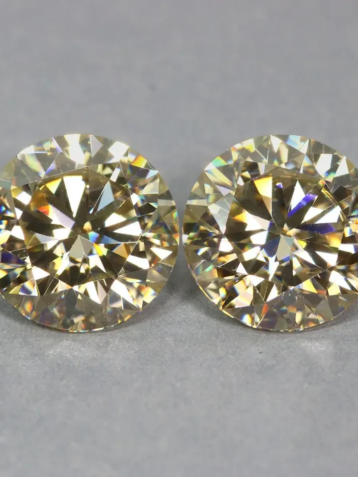 7.27 CT Impressive ! Rare Golden Yellow Pair Moissanite With Excellent Round Cut