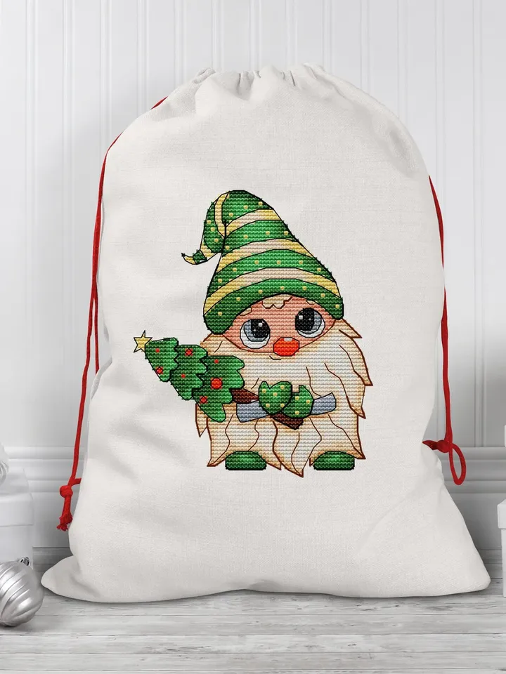 Gnome Cross Stitch Pattern PDF, Scandinavian Gnome Cross Stitch Chart Instant Download, Fall Hand Embroidery Pattern