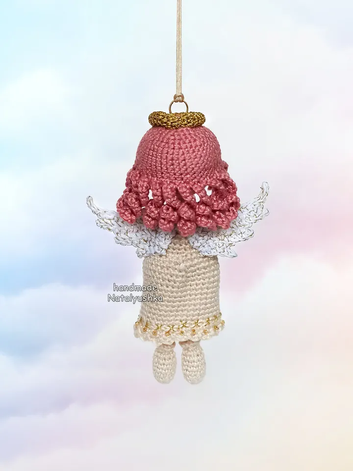 White Angel with heart, Keychain, Little crochet guardian Angel, Valentine day gift, Nursery decor