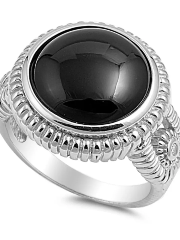Black Onyx Ring · Black Stone Ring · Unisex Ring · Sterling Silver Ring · Ring for Men · Pinky Ring Size 6 7 8 9 10