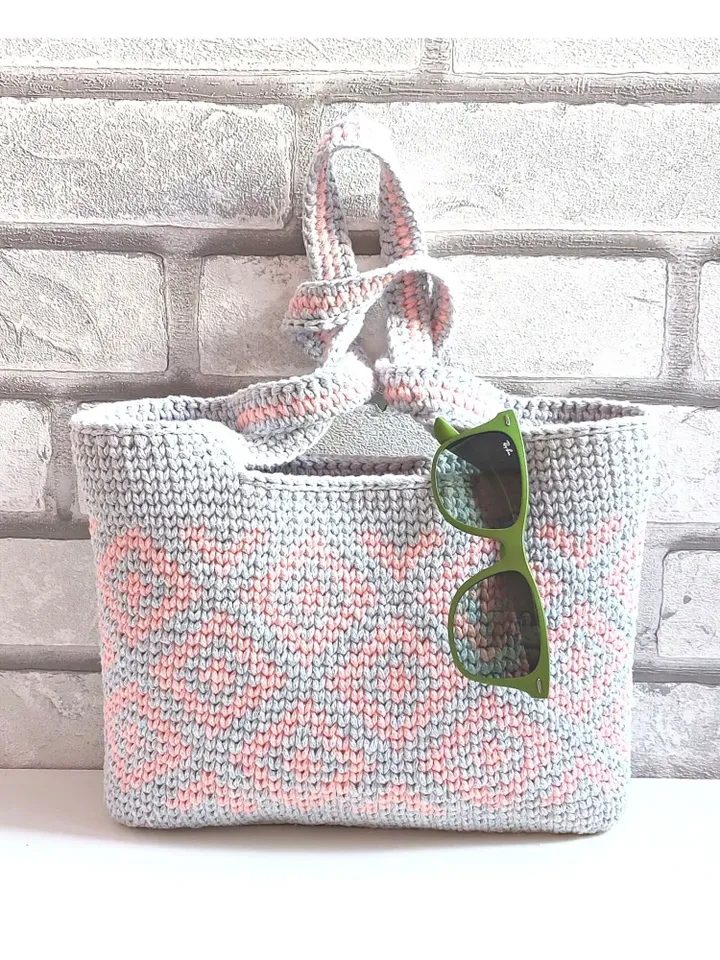 Cotton boho tote Unique hand-woven bag