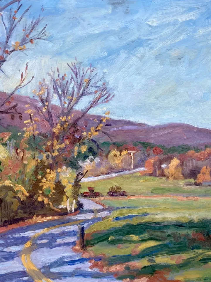 Autumn Landscape Painting - October in the Berkshires - 12x16 Oil on Panel, American Plein Air Impressionist Fine Art, Signed Original
