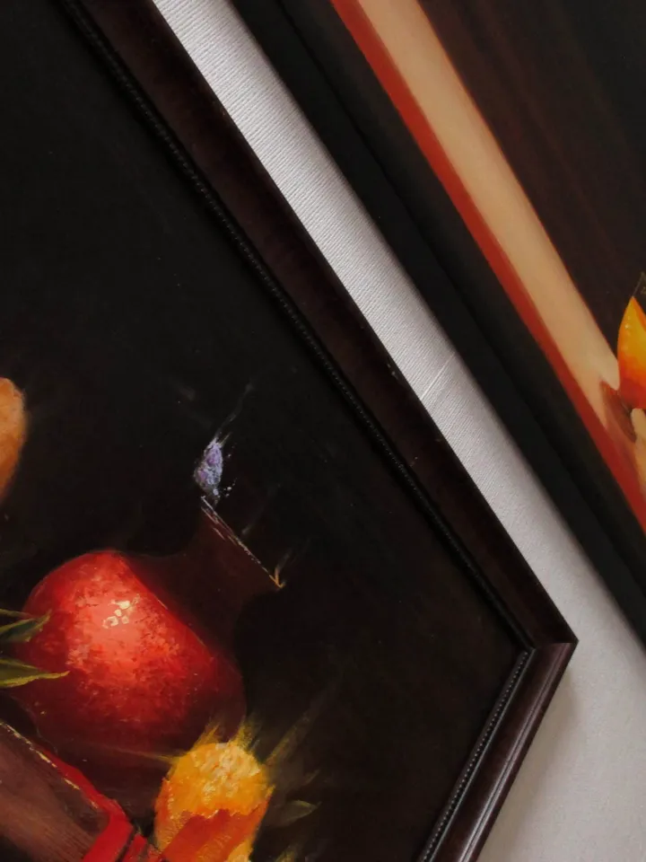 "PEACH JUICE." Original Oil Painting on Canvas, Minimalist Still Life Painting by "Walperion Paintings"