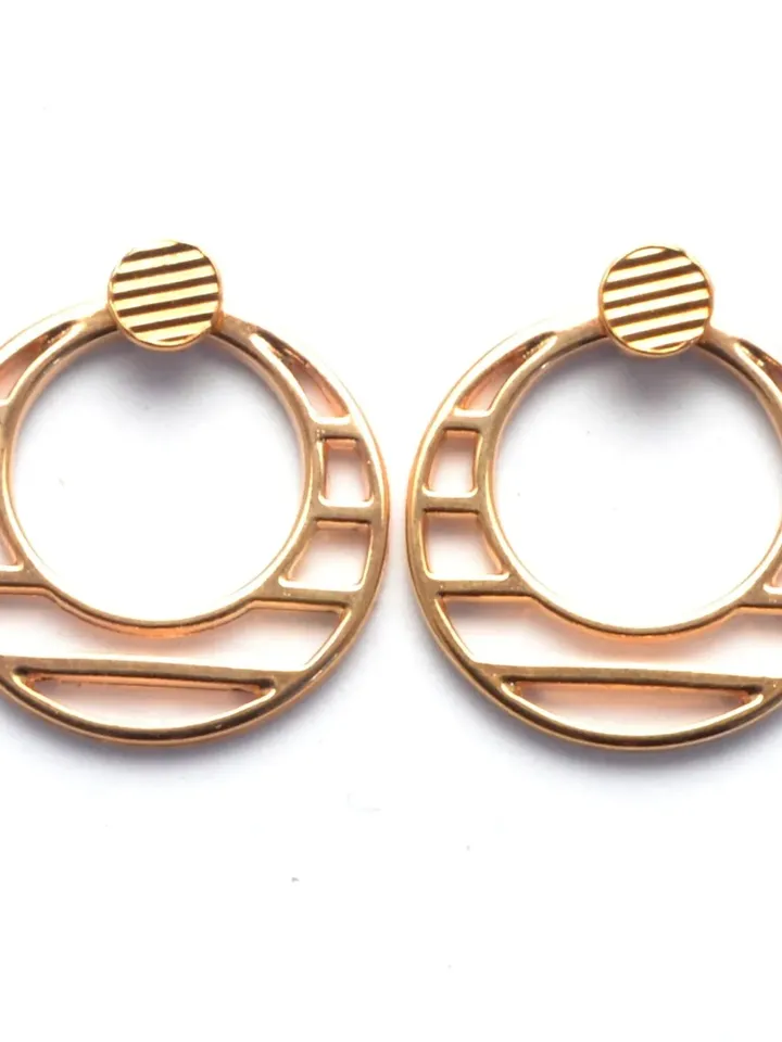 Rose Gold Minimal Jacket Earrings, Geometric Everyday Stud Earrings, Abstract Dainty Front & Back Earrings, Minimal Coin Studs Gifts for Her