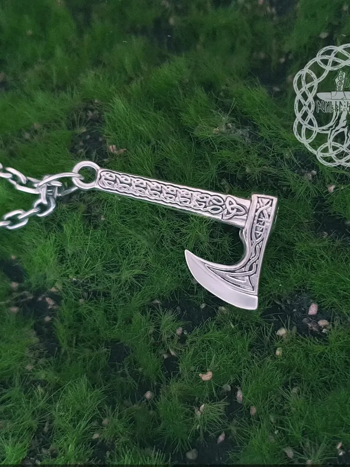 Viking Axe Pendant Sterling Silver Battle Axe Pendant Berserk Symbol Scandinavian Jewelry Norse Viking Jewelry