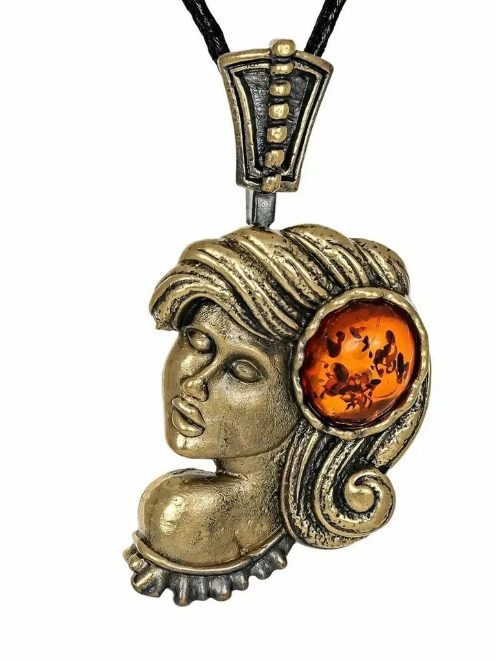 Woman Face pendant Virgo necklace Zodiac Sign pendant Gold brass Amber pendant female Virgo zodiac charm ideas Gifts