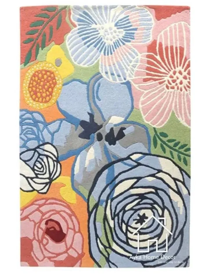 Flower Woolen Area Rug For Hall Kitchen Living Room Bed Room Bath Room Dining Room Kids Room Carpet / Kids Rugs / Customized Available