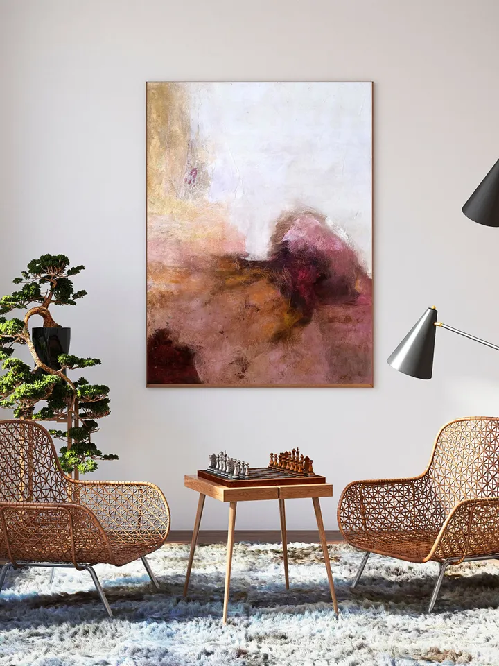 Abstract Painting for Elegant Office, Sober Abstract Painting, Classic Style Abstract Painting, Aesthetic Painting, Garnet Abstract Art