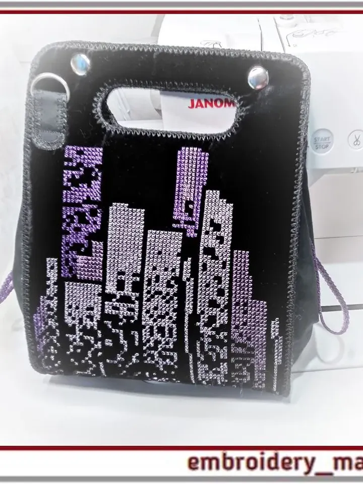 Bag Night City in the hoop Machine embroidery design 7.9 x11