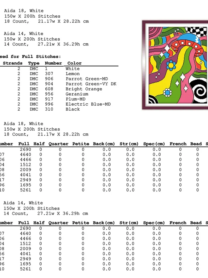 Funny cross stitch pattern. Abstract cross stitch pattern. Psychedelic art.