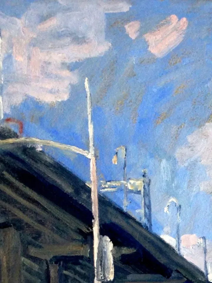 Original NYC Cityscape Painting - Williamsburg Bridge Delancey St/LES/NYC - 14x14 Oil on Panel, Original Urban Impressionist Landscape
