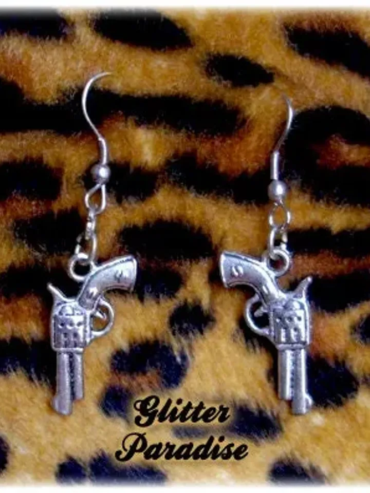 Colts - Earrings - Revolver - Pistols - Guns - Cowboy - Cowgirl - Western - Wild Old West - Bang - Weapon - Shoot - Kill - Glitter Paradise®