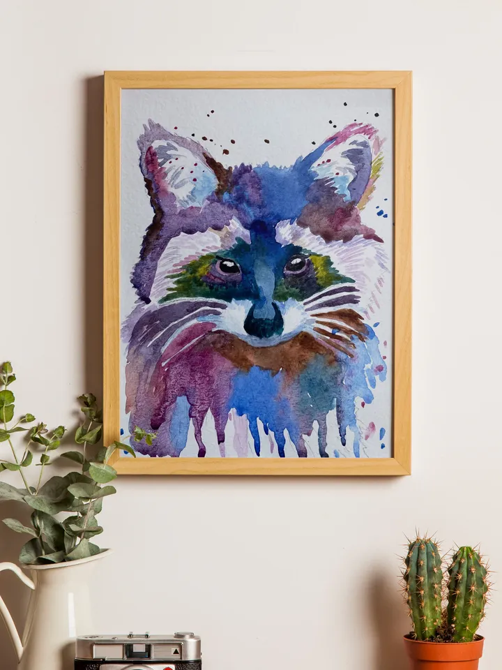 Raccoon - ORIGINAL Watercolor Wildlife Painting 5"x7" Art, nature art, woodland animals, illustration, home decor