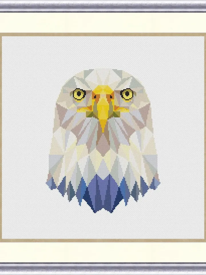 Geometric Eagle Cross Stitch Pattern, Modern Cross Stitch, Geometric Animals Cross Stitch Pattern PDF