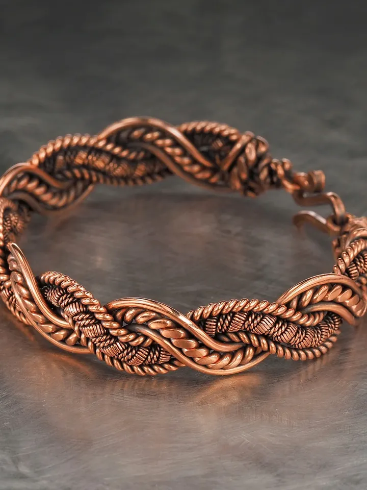 Copper wire wrapped bracelet for woman Unique artisan jewelry Handmade 7th Anniversary gift idea WireWrapArt jewellery