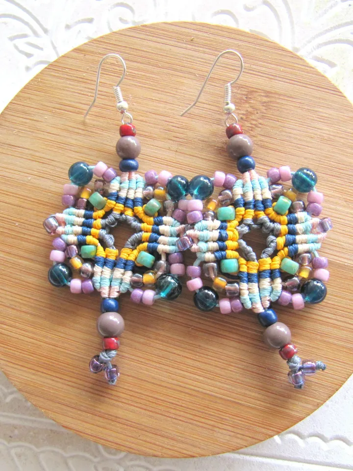 Macrame Earrings, Boho Chic Macrame Earrings, Handmade Macrame Earrings, Boho Earrings, Gipsy Earrings, Gift for Women, Hippie