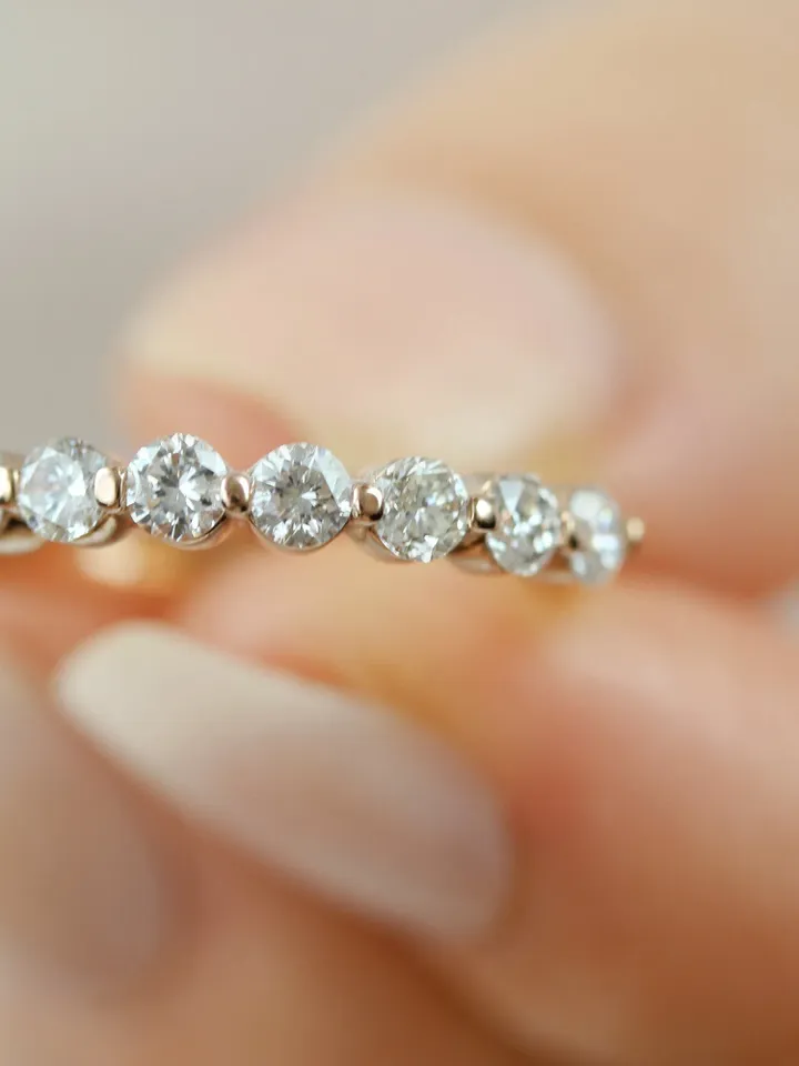 HALF ETERNITY BAND | Real Diamond Women Eternity Ring Band | 1 Carat Round Diamond Ring For Anniversary | Women Wedding Gift | 14k Gold Ring