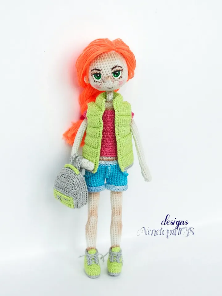 PDF Pattern Crochet Outfit for Doll Summer, doll in summer removable clothes, crochet pdf tutorial