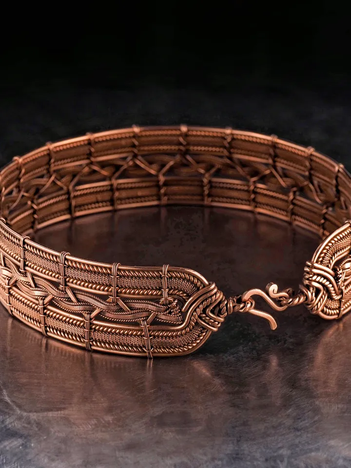 Copper wire choker Wire wrapped collar necklace for woman Woven wire Unique design Festive jewelry for lady WireWrapArt