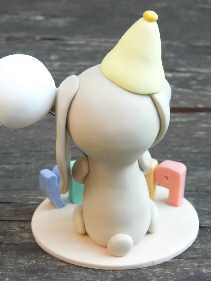 Personalized Bunny Birthday Cake Topper Figurine, Bunny Birthday Cake Figurine, Custom Woodland Animal Bunny Figurine Birthday Cake Topper