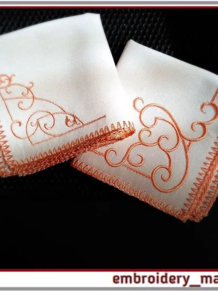 ITH embroidery design kerchiefs with and without a pattern