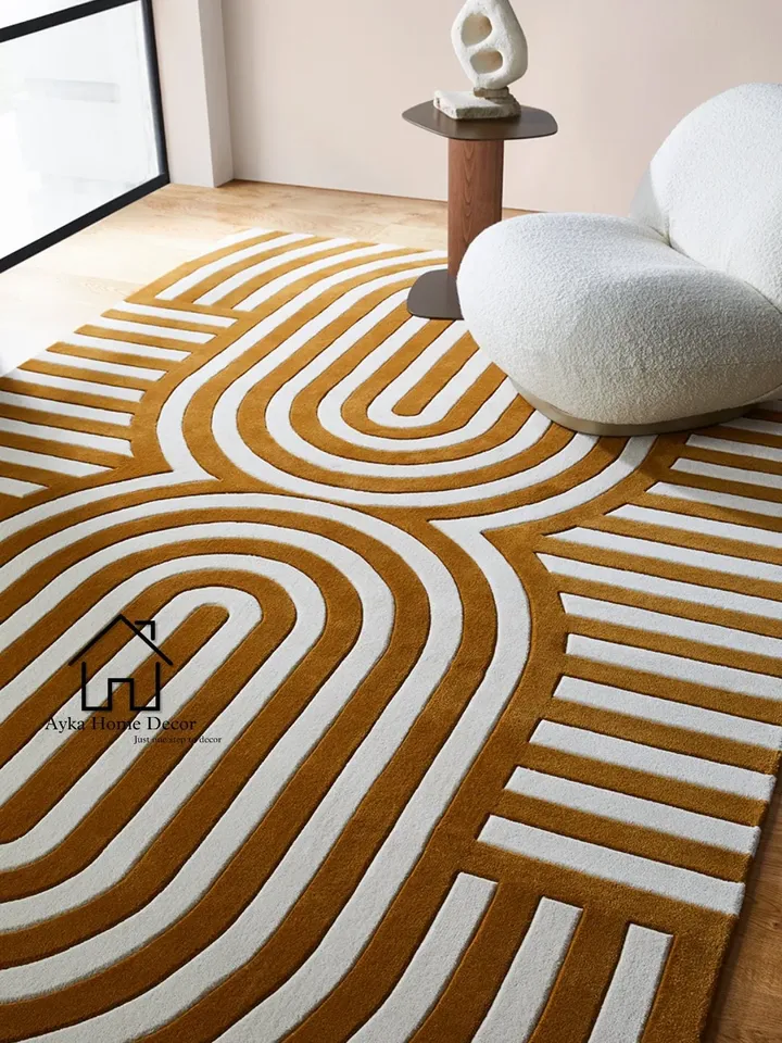 Ayka Stip Woolen Area Rug For Hall Kitchen Living Room Bed Room Bath Room Dining Room Kids Room Carpet / Handmade Rugs / Christmas Gift