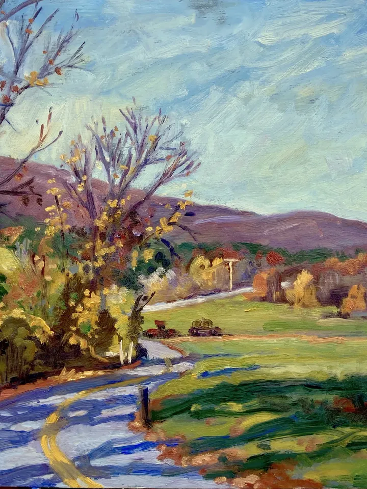 Autumn Landscape Painting - October in the Berkshires - 12x16 Oil on Panel, American Plein Air Impressionist Fine Art, Signed Original