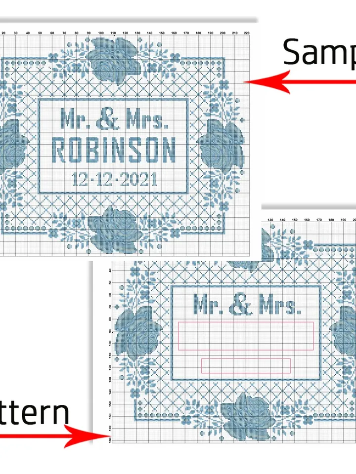 Wedding cross stitch pattern. DIY. Border cross stitch. Anniversary cross stitch.