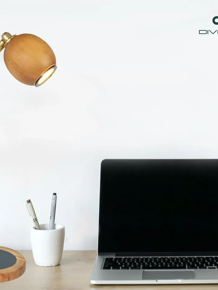 LED table lamp, modern desk light, wooden lamp