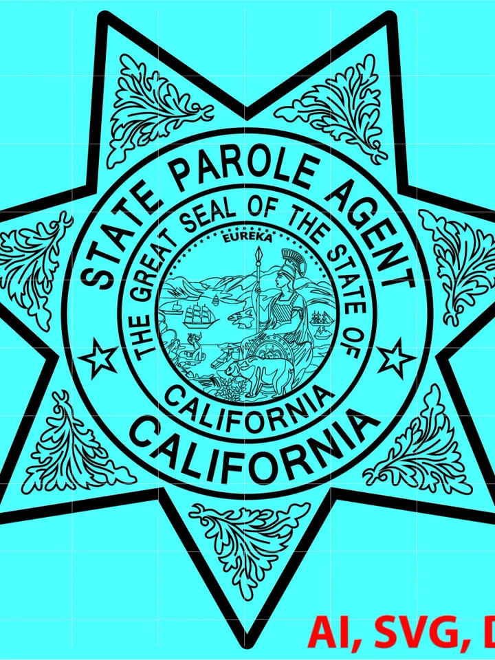 State of California Parole Agent Badge Custom, Ai, Vector, SVG, DXF, PNG, Digital