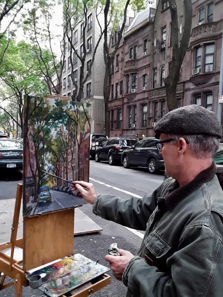 New York Cityscape -Winter Grey/Upper West Side/NYC- 8x10 Oil on Canvas, Impressionist Landscape, Signed Original American Fine Art