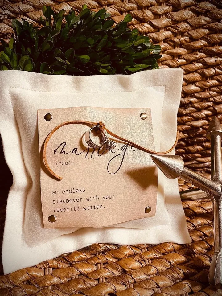 Unique customizable ring bearer pillow with strap and vow storage!
