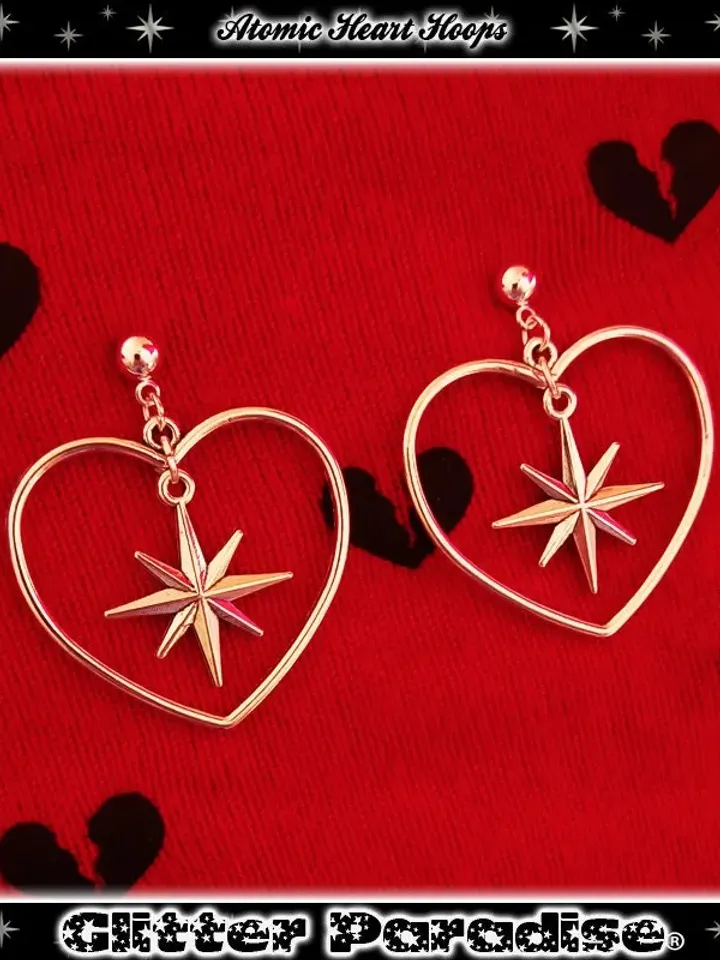 Atomic Heart Hoops - Earrings - Heart Jewelry - Be My Valentine - I Love U - Romantic - Valentine's Jewelry Gift - Love - Glitter Paradise®
