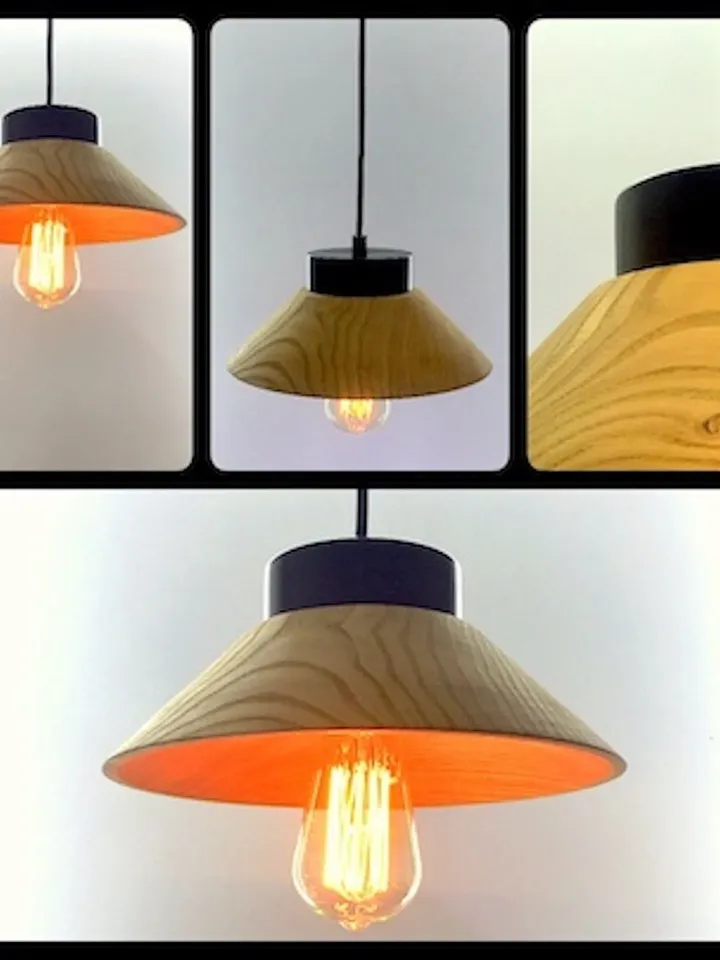 Black wooden pendant light, wood chandelier