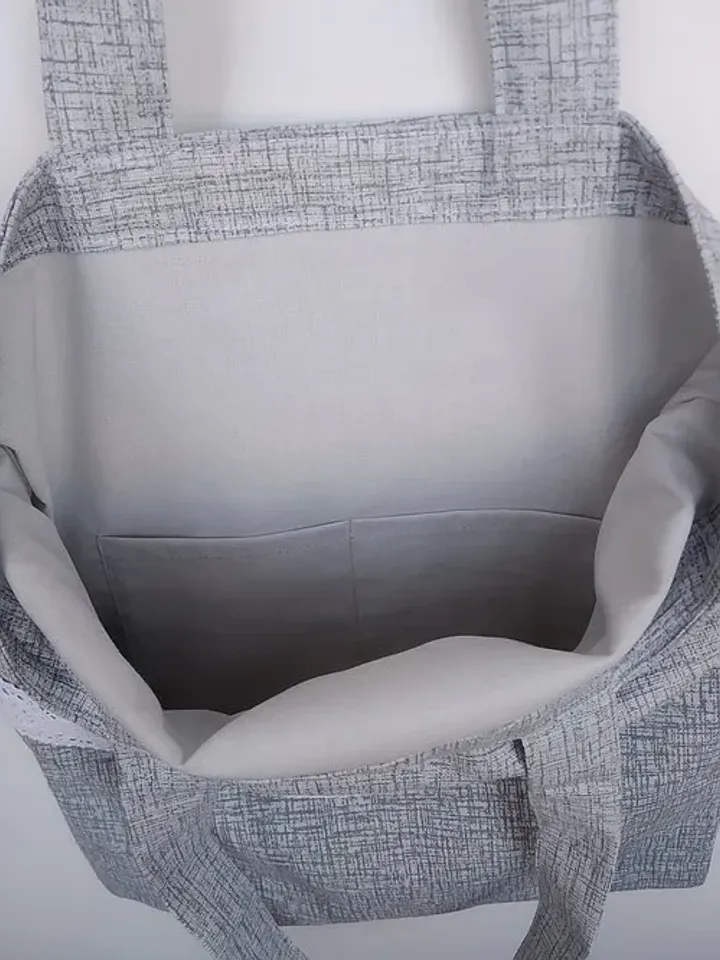Strong reusable grey tote bag, cotton canvas bag