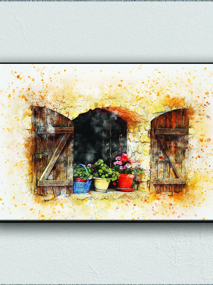 Authentic window Print on Canvas , Floating Frame Option, Modern Wall Art, Extra Large Canvas Wall Art
