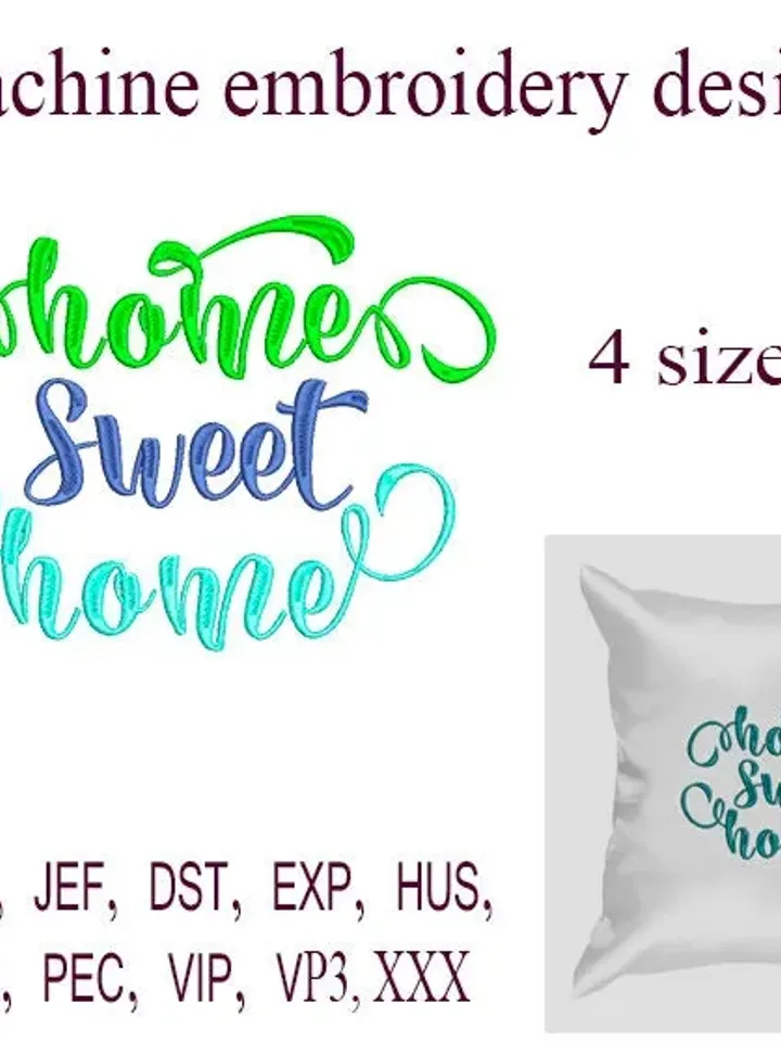 Home sweet Home Embroidery designs Lettering Embroidery File