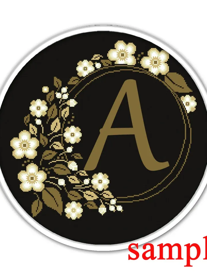 Floral Wreath cross stitch pattern. Flower frame cross stitch. Modern cross stitch.