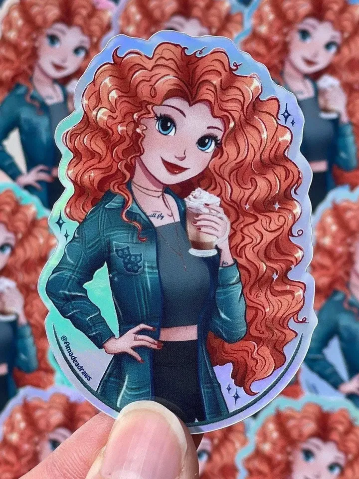 Archer Modern Princess Holographic Sticker | Hydroflask Sticker | Laptop Sticker | Phone Sticker | Small Gift | Kids Gift |Glitter