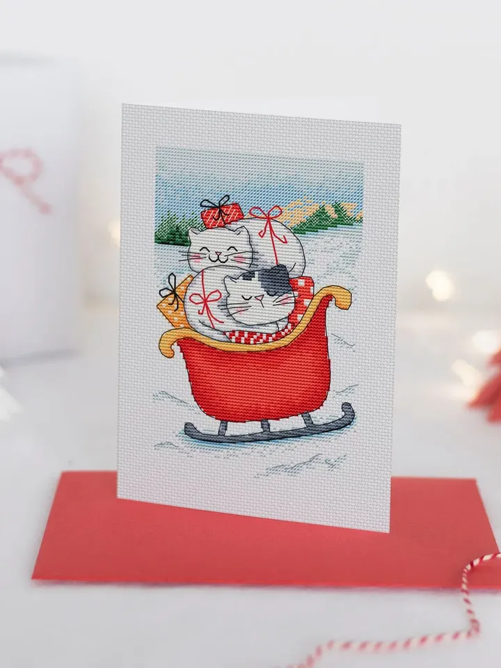 Christmas Cats Cross stitch pattern PDF, Merry Christmas pattern, Cute Cats Cross Stitch, Holiday Winter Decor Design PDF File