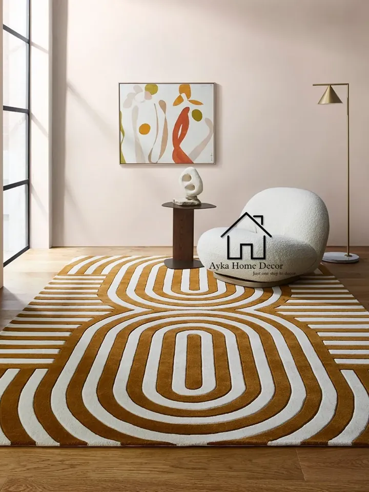 Ayka Stip Woolen Area Rug For Hall Kitchen Living Room Bed Room Bath Room Dining Room Kids Room Carpet / Handmade Rugs / Christmas Gift