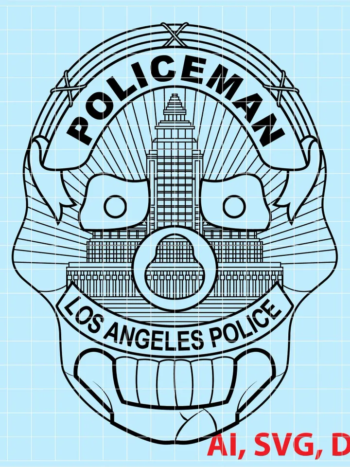 Los Angeles Police Logo, Seal, Badge, Custom, Ai, Vector, SVG, DXF, PNG,