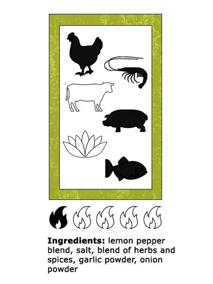 Seafood Seasoning Gift Pack (5) - fish chicken vegetable garlic herb seasoning - preservative-free all-natural - Summer grilling cooking fun